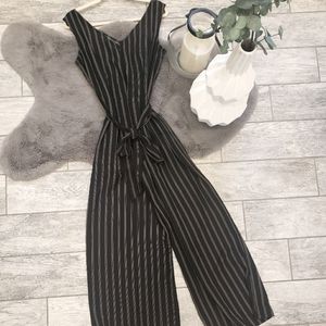 Max Studio Black and White Pinstripe Jumpsuit